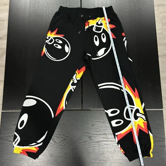 Adam Bomb Hysteric Adam Bomb Black All-Over Logo Print Sweatpants - S